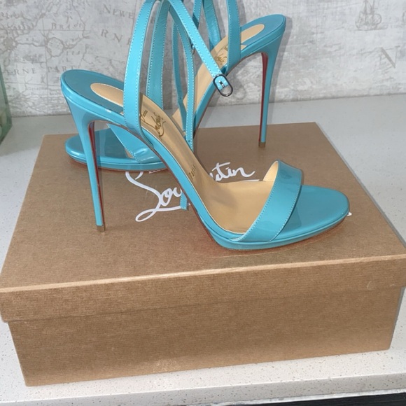 Christian Louboutin Turquoise Strappy Heels - Picture 1 of 1
